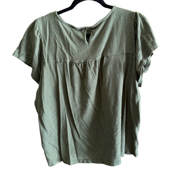 OJG one jeanswear group green floral embroidered shortsleeve blouse XL - Picture 2 of 8